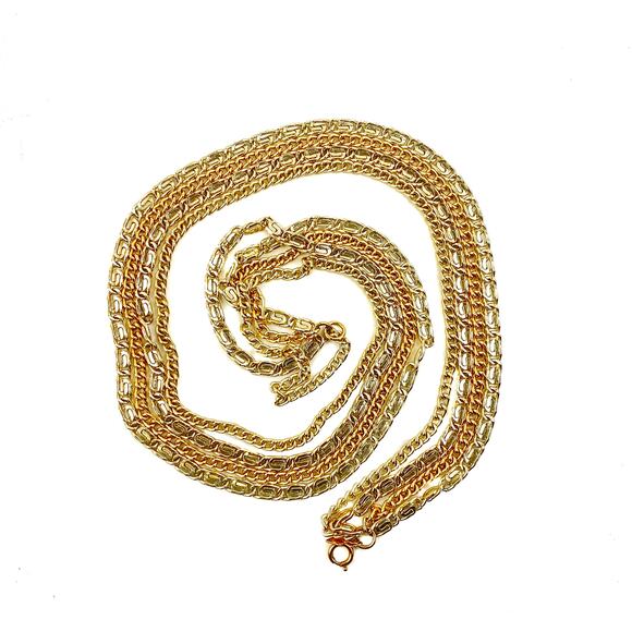 Sarah Coventry Four Dimensions Necklace Gold Tone Multi Strand Chains Textured - Picture 8 of 10